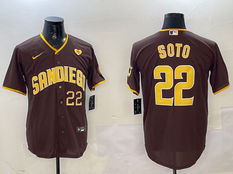 Men San Diego Padres 22 Soto Brown Game 2025 Nike MLB Jersey style 11